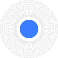 Blue circle centered within a larger pixelated gray circle.